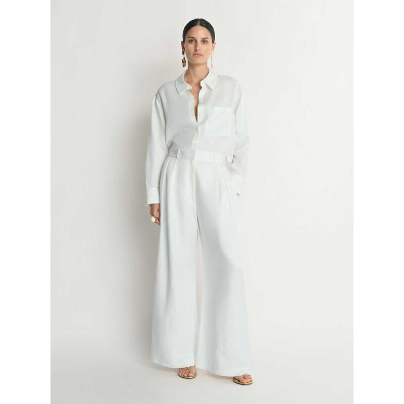 Veronika Maine Drapey Viscose Linen Relaxed Shirt image number 2